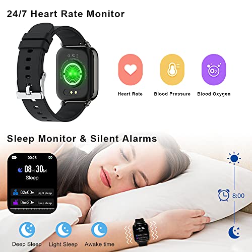 2023 Smartwatch Uomo Donna, Smart Watch 1,69" Orologio Intelligente con Contapassi Sonno Cardiofrequenzimetro, Impermeabil IP68, 24 Sportivo, Notifiche Messaggi, Fitness Tracker per Android iOS - 8earn