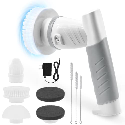 Cordless Rechargeable Electric Brush for Shower, Bathroom, Bathtub, Kitchen and Car with Cleaning Heads, 3 Pin Brushes
