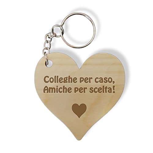 Gift for work colleagues Colleagues by chance, friends by choice Wooden heart keychain with an original idea phrase for a female colleague Gift ideas for female colleagues (Wood Colleagues)