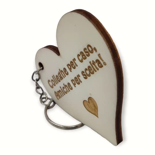 Regalo colleghe lavoro Colleghe per caso amiche per scelta Portachiavi cuore in legno con frase idea originale per amica collega donna Idee regalo per colleghe amiche (Colleghe Amiche Legno) - 8earn