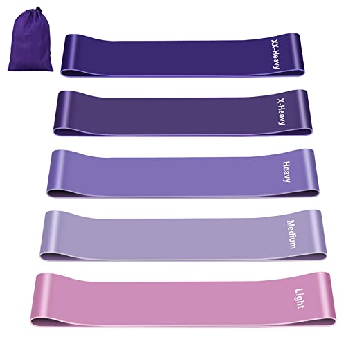 Fitness Resistance Bands (Set of 5), Fitness Resistance Bands with 5 Resistance Levels, Fitness Loop Bands for Crossfit, Yoga, Pilates, Squats, Lunges, Stretching, Strength Training