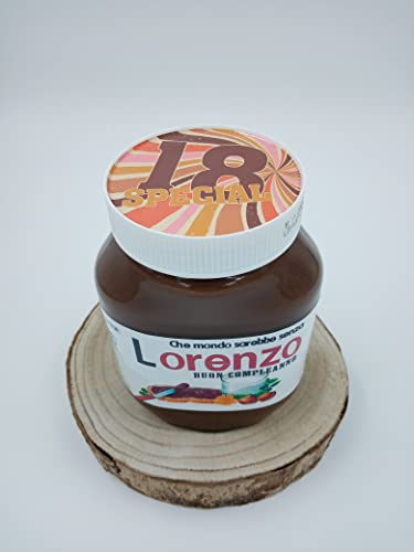 Idea Regalo Sweet personalizzato da | Nutella 1000gr. / 1kg | Ideale per tutti gli eventi ottima idea per feste e party | Barattolo crema spalmabile personalizzato testo frontale e tappo - 8earn