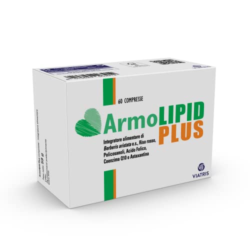 ArmoLIPID Plus Food Supplement with Red Rice, Policosanol, Folic Acid, Coenzyme Q10 And Astaxanthin and Berberis Aristata ES, to Help Control Plasma Triglycerides 60 Tablets