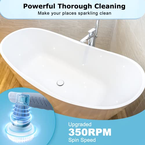 Spazzola elettrica ricaricabile senza fili per doccia, bagno, vasca da bagno, cucina e auto con testine di pulizia, 3 spazzole a spillo - 8earn