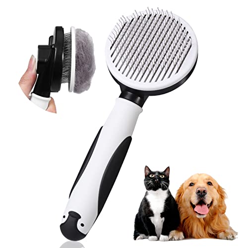 Vinabo Dog Cat Brush, Self-Cleaning Pet Grooming Brush, Long/Short Haired Cat Grooming Brush, Removes Dead and Excess Hair, Does Not Scratch on Dog Cats
