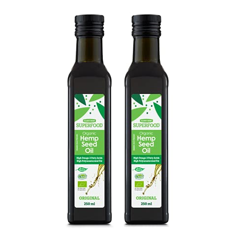 Planet Superfoods 100% Organic Cold Pressed Hemp Seed Oil I Vegan Rich Protein Omega 3 For A Healthy Keto Diet I Raw Unrefined 500ml