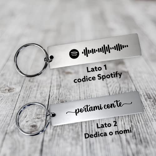 Portachiavi Spotify in acciaio inossidabile personalizzabile con canzone e dedica! 100% Italiano spedito dall'Italia. - 8earn