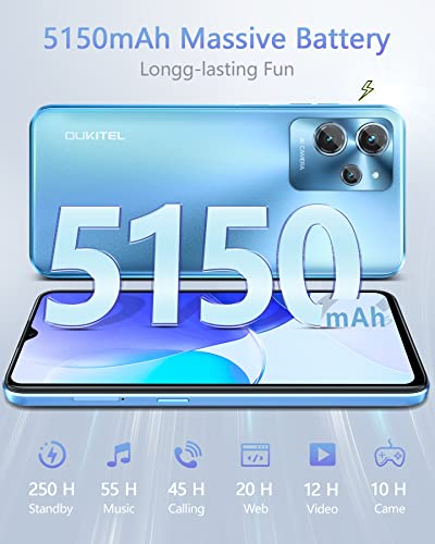 OUKITEL C32 13GB+128GB/1TB Smartphone, Cellulare in Offerta Android 12 6.52"HD+, 5150mAh Telefoni Cellulari Dual SIM 4G Octa-Core, Tre Telecamere 20MP+5MP Ricarica Rapida 10W, Face ID/Fingerprint/GPS