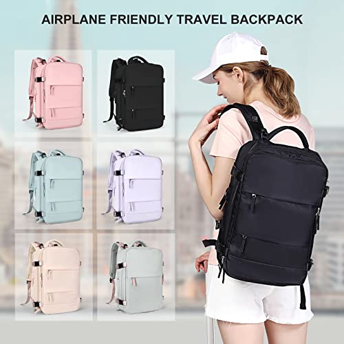 Large Travel Backpack Women Travel Hiking Daypack Outdoor Sports Waterproof Casual School Backpack 14 inch Laptop with USB Charging Port Shoes Compartment