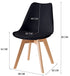 Baroni Home Sedia da Pranzo o Ufficio con Gambe in Legno, Sedia Ergonomica con Cuscino Integrato 50X48X82 cm (4, Nero) - 8earn