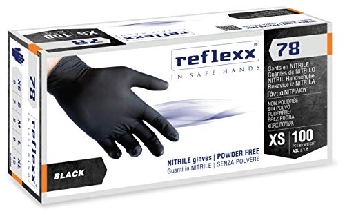 REFLEXX R78 / M Guanti senza nitrili in polvere, medio, nero, confezione da 100 - 8earn