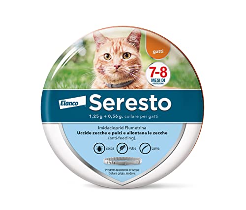Seresto antiparasitic collar for cats. Eliminates fleas and ticks, up to 8 months of protection