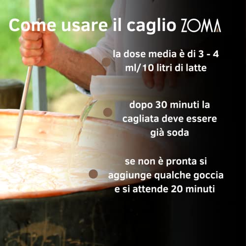 ZOMA Rennet For Cheese Domestic Use - Calf Rennet - 100 ML - Made In Italy