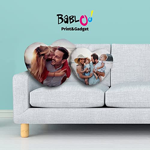 Babloo Cuscino a Cuore con Imbottitura Personalizzato con Foto, Logo, Grafica o Testo Personalizzabile Idea Regalo Simpatica ed Originale 40X40cm - 8earn