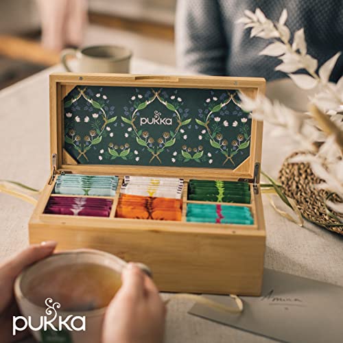Pukka Herbs | Tea Discovery Chest | Selezione di tè e tisane bio con cofanetto in bambù | Idea Regalo | 42 filtri