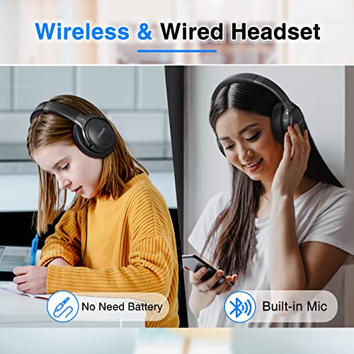 Uliptz Cuffie Wireless Bluetooth, 65 Ore Di Riproduzione, 6 EQ Modalità di Suono, Cuffie Senza Fili Stereo HiFi Over Ear con Microfono, Cuffie Bluetooth 5.2 per Viaggio/Ufficio/Telefono/TV/PC (Nero) - 8earn