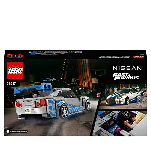 LEGO 76917 Speed Champions 2 Fast 2 Furious Nissan Skyline GT-R (R34) Macchina Giocattolo, Modellino Auto da Collezione 2023 con Minifigure, Giochi per Bambini