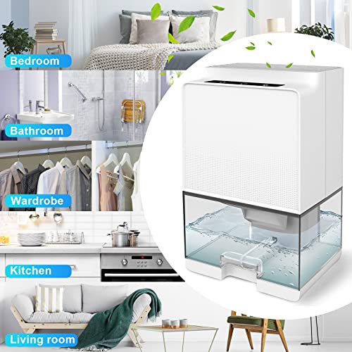 Deumidificatore Casa 1000ML, GuKKK Assorbiumidità Elettrico LED, Portatile e Silenzioso per Camera da Letto, Bagno, Sbrinamento/Spegnimento Automatico, Contro Muffa e L'umidità, per Armadio Garage - 8earn