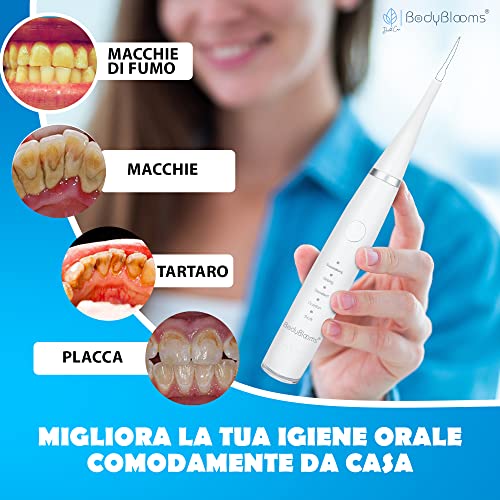 kit pulizia denti tartaro a 5 intensità per igiene dentale. Set per la pulizia e rimozione tartaro denti, sporco e macchie. Rimuovi tartaro denti elettrico per uso quotidiano da casa con accessori - 8earn