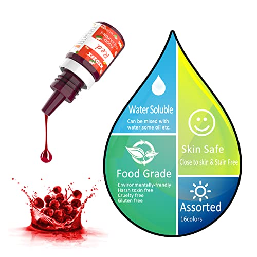12 Color Food Coloring - Concentrated Liquid Food Coloring for Baking, Decorating, Frosting and Cooking - Vibrant Food Coloring for Fondant, Slime and Crafts - 6ml Bottles