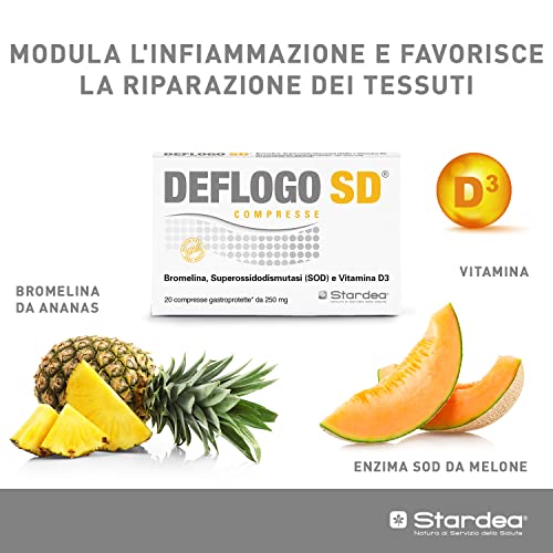 SD Delogo | Food Supplement | Drainage of Body Fluids | Functionality of the Microcirculation | Bromelain | SOD enzyme | Vitamin D | 20 Tablets | Stardea