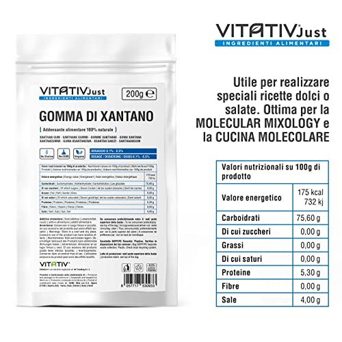 Vitativ Gomma di Xantano in polvere 200 grammi - addensante - made in Italy