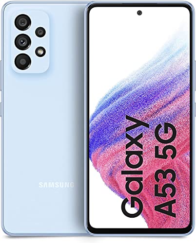 Samsung Galaxy A53 5G Android Smartphone, 6.5" FHD+ Super AMOLED Infinity-O Display, 8GB RAM and 256GB of internal expandable memory, 5000 mAh Battery, Awesome Blue (Italian Version)