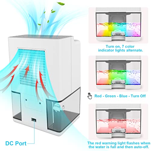 Deumidificatore Casa 1000ML, GuKKK Assorbiumidità Elettrico LED, Portatile e Silenzioso per Camera da Letto, Bagno, Sbrinamento/Spegnimento Automatico, Contro Muffa e L'umidità, per Armadio Garage - 8earn