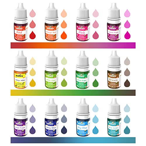 12 Color Food Coloring - Concentrated Liquid Food Coloring for Baking, Decorating, Frosting and Cooking - Vibrant Food Coloring for Fondant, Slime and Crafts - 6ml Bottles
