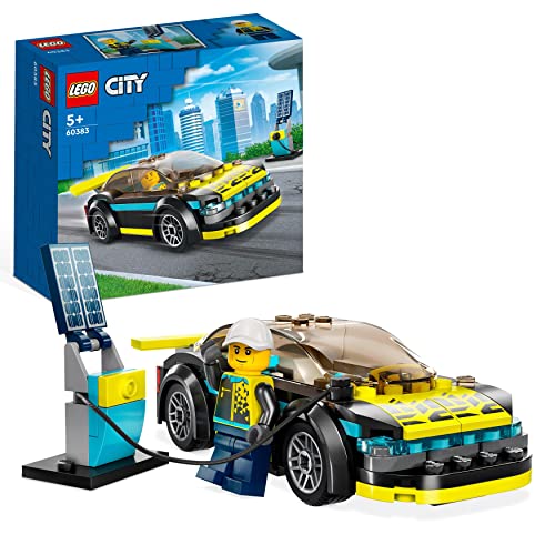 LEGO 60383 City Auto Sportiva Elettrica, Macchina Giocattolo per Bambini e Bambine dai 5 Anni, Set Supercar con Minifigure Pilota da Corsa, Idee Regalo