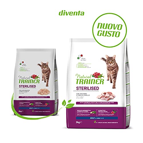 Natural Trainer Sterilized Adult Cat Food with Turkey - 3kg