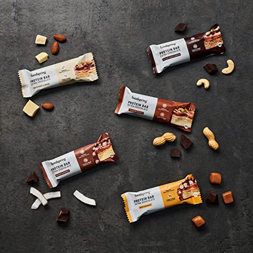 foodspring Choco Extra Protein Bars - 13g of protein per bar, 0 added sugars, delicious post-workout or travel snack - Soft Caramel - 45g