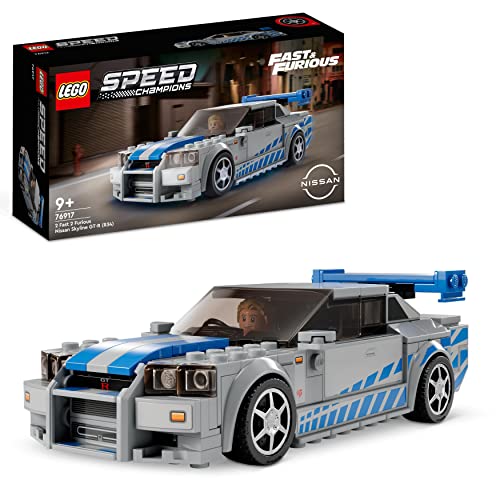 LEGO 76917 Speed ​​Champions 2 Fast 2 Furious Nissan Skyline GT-R (R34) Toy Car, 2023 Collectible Model Car with Minifigure, Playset for Kids