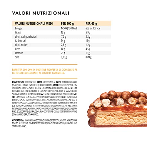 foodspring Choco Extra Protein Bars - 13g of protein per bar, 0 added sugars, delicious post-workout or travel snack - Soft Caramel - 45g