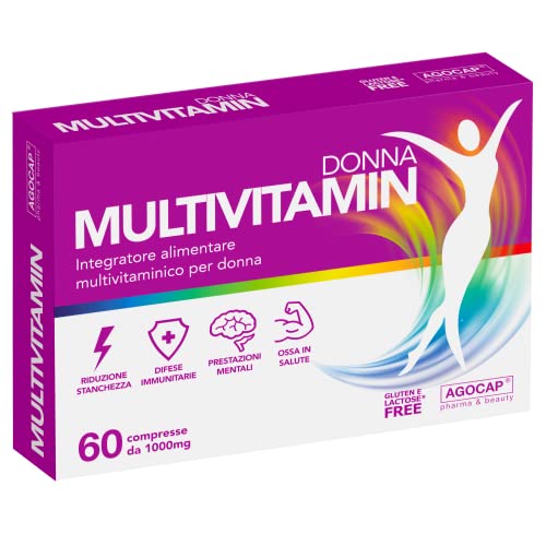 Complete Multivitamin Woman. Multivitamin and mineral supplement against tiredness and fatigue. Magnesium, Zinc, Iron and Vitamins B,C,D,E,H Folic acid. 60 multivitamin tablets Agocap