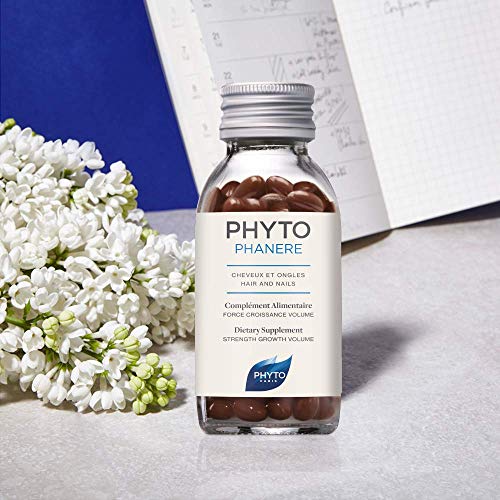 Phyto Phytophanere Natural Fortifying Food Supplement for Hair and Nails, Gives Strength, Growth and Volume, Without Silicones, Pack of 180 Capsules