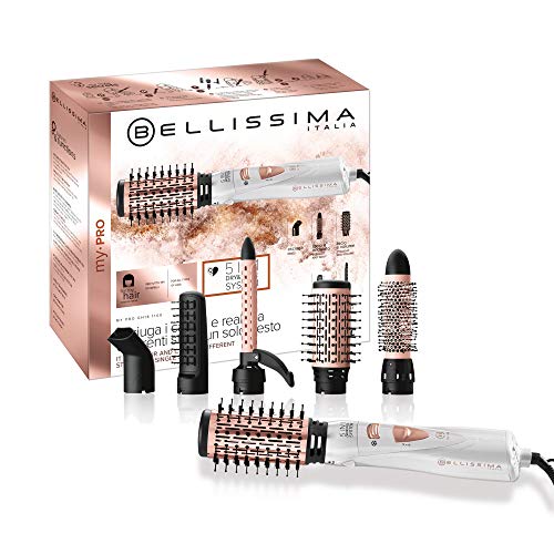 Bellissima My Pro Imetec GH18 1100 Air Styler, Coating Ceramic Brushes, 5 Accessories for Making Straight and Bright Hair, Soft Waves or Tight Curls, 1000 W