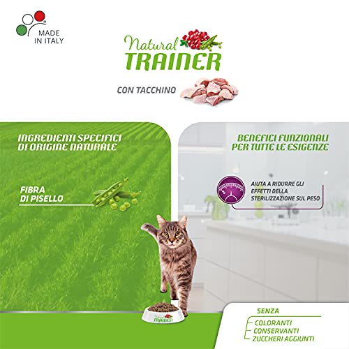 Natural Trainer Sterilised Cibo per Gatti Adulti con Tacchino - 3kg