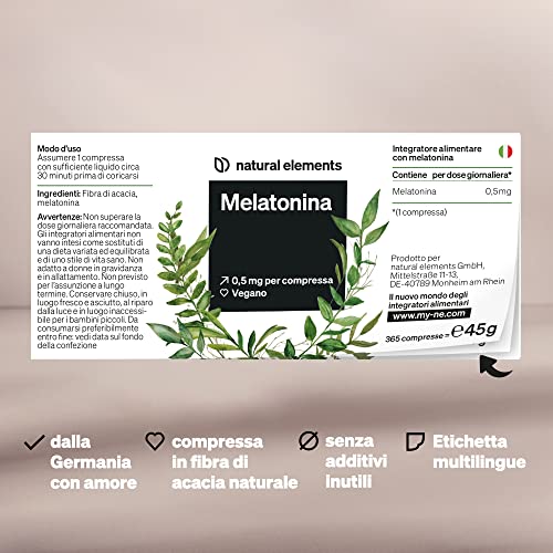 Melatonina Pura – 365 Compresse (12 mesi) – Integratore Melatonina Sonno – Integratore per Dormire e Riposare Meglio – Melatonina Forte per Dormire – Testato in Laboratorio - 8earn