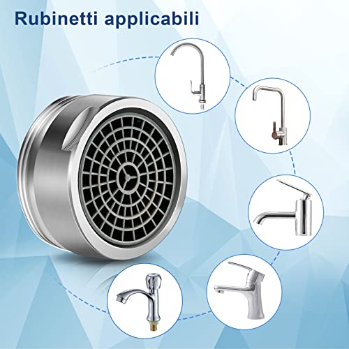 M24 Aeratore Rubinetto, 4 Pcs Filtri Rubinetti Lavandino, Filtro in ABS con 6 Rondelle e 1 Chiave Cromata, a Prova di Schizzi, a Risparmio Idrico, per Bagni e Cucine - 8earn