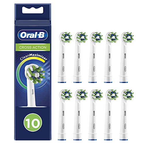 Oral-B Cross Action Testine Spazzolino Elettrico, Confezione da 10 pezzi, con Tecnologia CleanMaximise, Pacco Adatto alla Buca delle Lettere, Bianco - 8earn