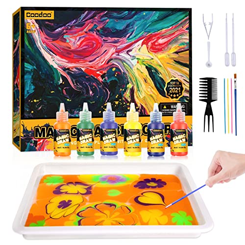 Water Marbling Paint For Kids - Arts And Crafts For Girls And Boys Ideal Craft Kit Gift For Kids Ages 6-8-12