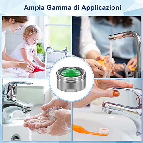 M24 Aeratore Rubinetto, 4 Pcs Filtri Rubinetti Lavandino, Filtro in ABS con 6 Rondelle e 1 Chiave Cromata, a Prova di Schizzi, a Risparmio Idrico, per Bagni e Cucine - 8earn