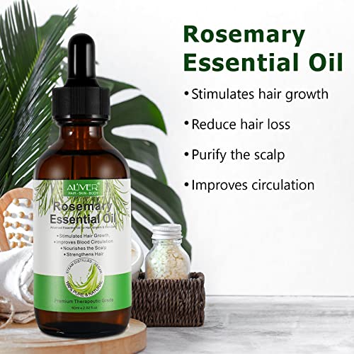 Rosemary Oil for Hair 60ml, Rosemary Essential Oil, Therapeutic Grade Organic Rosemary Hair Oil for Hair Growth (60ml)