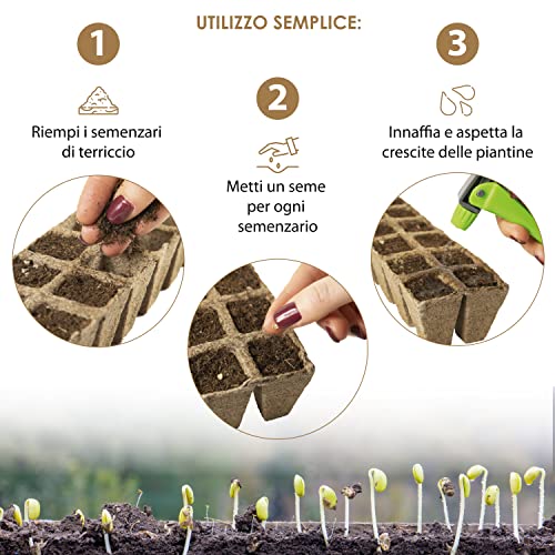 GebEarth - Vasetti per Piantine in Fibra di Torba, confezione da 120 vasetti di torba, ideale per germinazione e taleaggio. [prodotto 100% ecocompatibile e biodegradabile] - 8earn