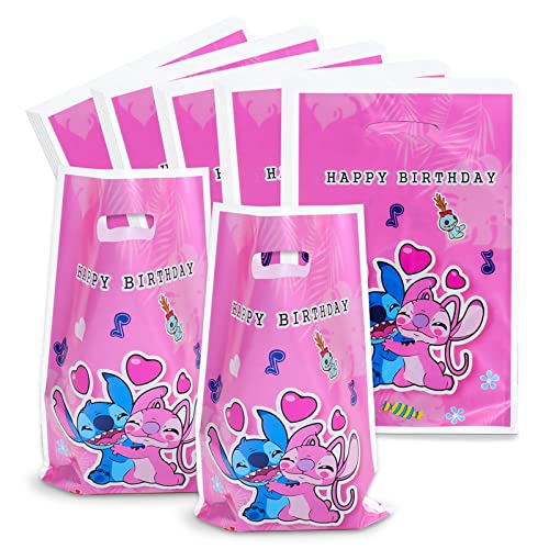 Lilo &amp; Stitch Gift Bags, 50Pcs Kids Birthday Bags, Cookie Bags, Colorful Candy Bags, for Kids Birthday Party Decoration (Pink)