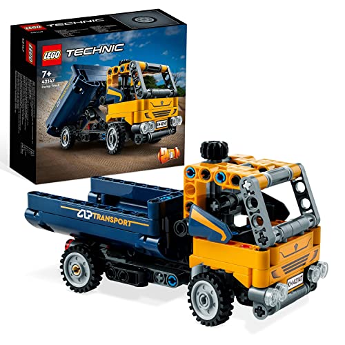 LEGO 42147 Technic Dump Truck, 2-in-1 Set with Pickup Truck and Toy Excavator, Games for Boys and Girls Ages 7 and Up, Gift Ideas