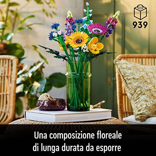 LEGO 10313 Icons Bouquet Fiori Selvatici Finti con Papaveri e Lavanda Artificiali, Hobby Creativo per Adulti, Botanical Collection - 8earn