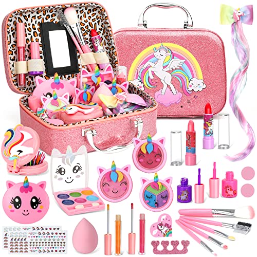 Girls Makeup Set, 26 Pieces Safe and Non-Toxic and Washable Hypoallergenic Girls Makeup Case, Girls Toys Christmas Birthday Gift for Girls 3 4 5 6 7 8 9 10 Years